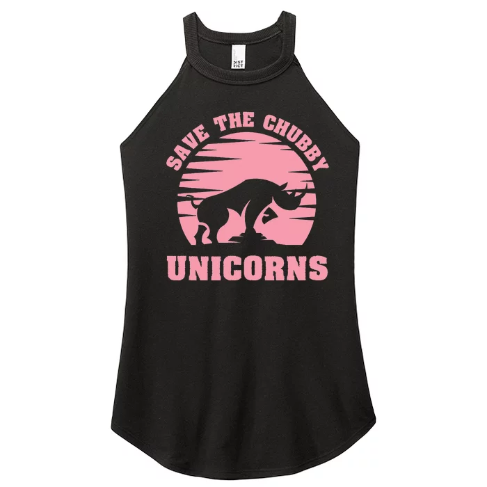 Save The Chubby Unicorns Funny Unicorn Rhino Women’s Perfect Tri Rocker Tank