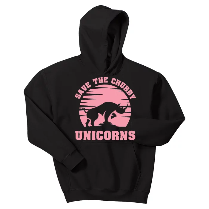 Save The Chubby Unicorns Funny Unicorn Rhino Kids Hoodie