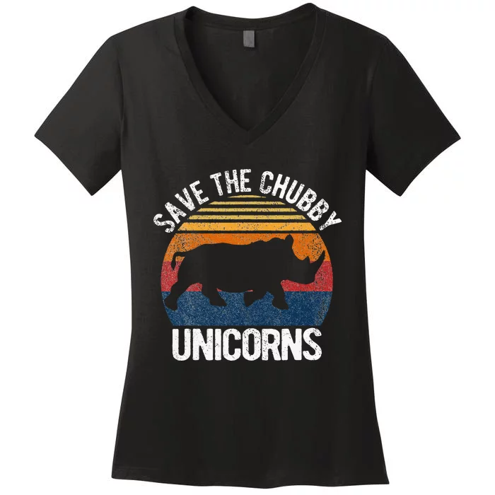 Save The Chubby Unicorns Women's V-Neck T-Shirt