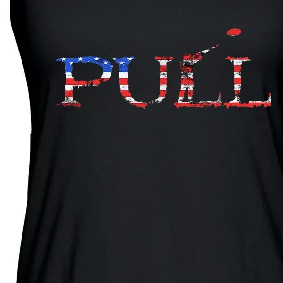 Skeet Trap Clay Patriotic Pull Shooter Usa American Flag Ladies Essential Flowy Tank