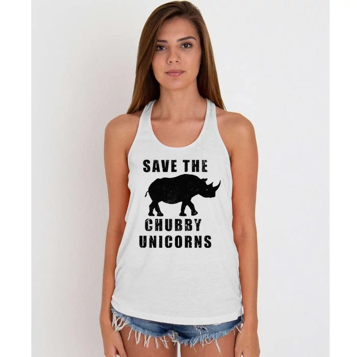 Save The Chubby Unicorns Funny Women's Knotted Racerback Tank