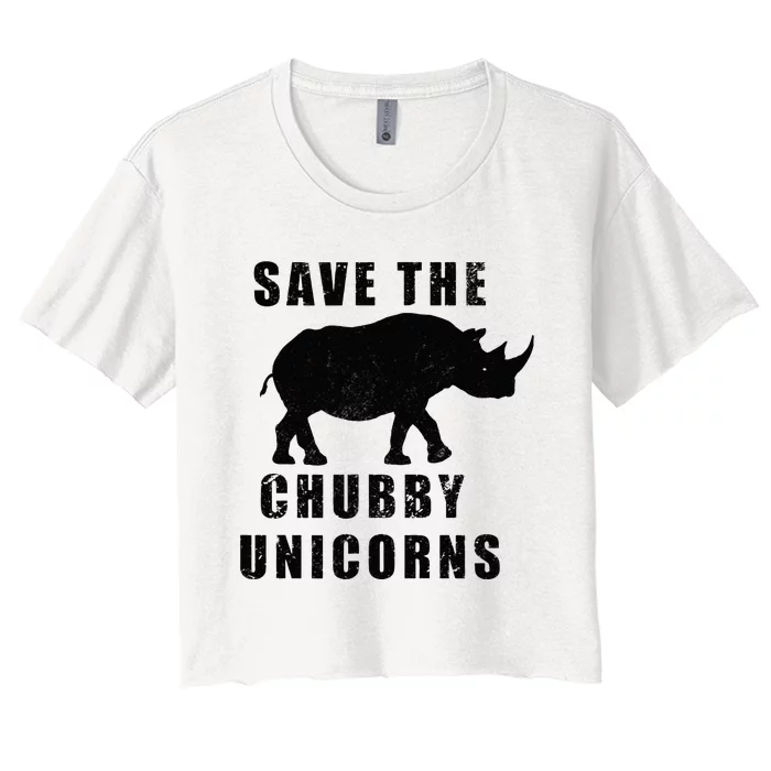 Save The Chubby Unicorns Funny Women's Crop Top Tee