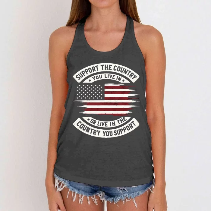 Support The Country You Live In The Country You Women's Knotted Racerback Tank