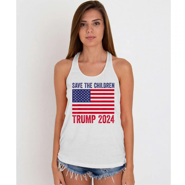 Save The Children Stop Human Trafficking Trump 2024 Women's Knotted Racerback Tank