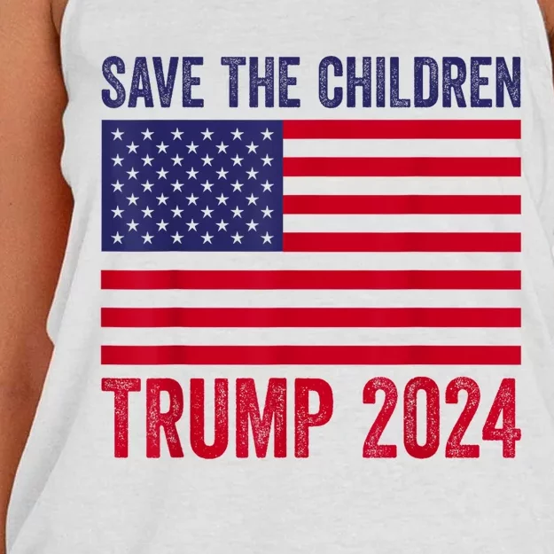 Save The Children Stop Human Trafficking Trump 2024 Women's Knotted Racerback Tank