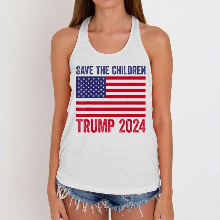 Save The Children Stop Human Trafficking Trump 2024 Women's Knotted Racerback Tank