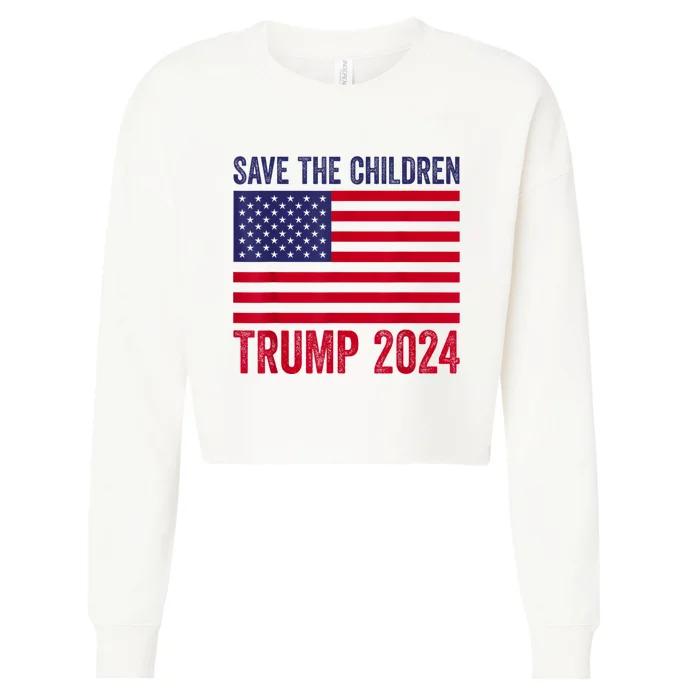 Save The Children Stop Human Trafficking Trump 2024 Cropped Pullover Crew