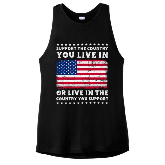 Support The Country You Live In The Country You Support Ladies Tri-Blend Wicking Tank