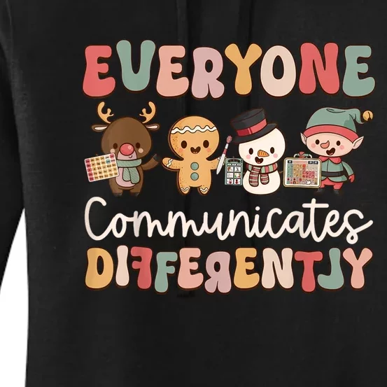 Speech Therapy Christmas Everyone Communicates Differently Women's Pullover Hoodie