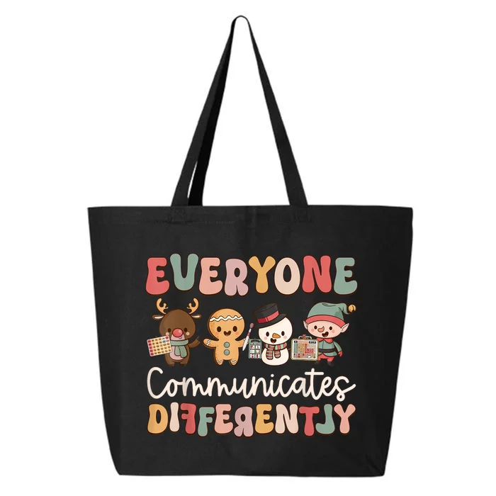 Speech Therapy Christmas Everyone Communicates Differently 25L Jumbo Tote