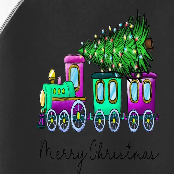 Steam Train Christmas Light Tree Railroad Pajama Xmas Toddler Fine Jersey T-Shirt