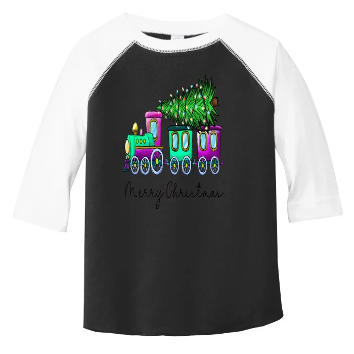 Steam Train Christmas Light Tree Railroad Pajama Xmas Toddler Fine Jersey T-Shirt