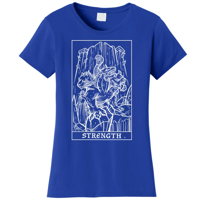 Strength Tarot Card Greek Mythology Halloween Cerberus Witch Gift Women's T-Shirt