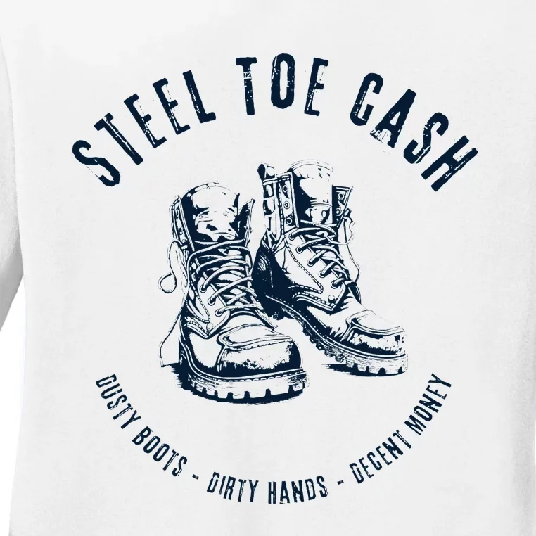 Steel Toe Cash Blue Collar American Workers Ladies Long Sleeve Shirt