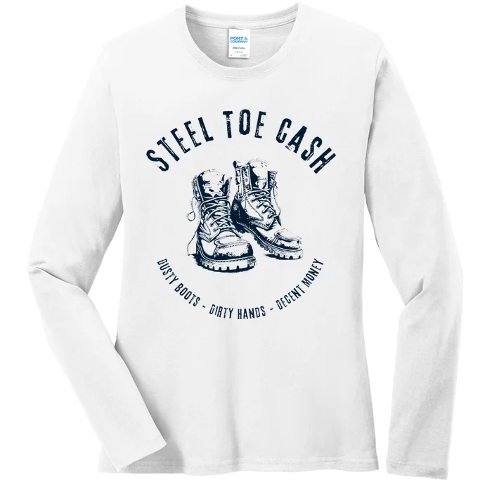 Steel Toe Cash Blue Collar American Workers Ladies Long Sleeve Shirt