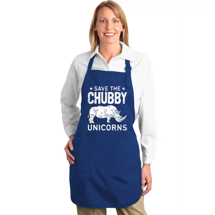 Save The Chubby Unicorns Gift Rhino Fat Unicorn Rhinoceros Cute Gift Full-Length Apron With Pocket