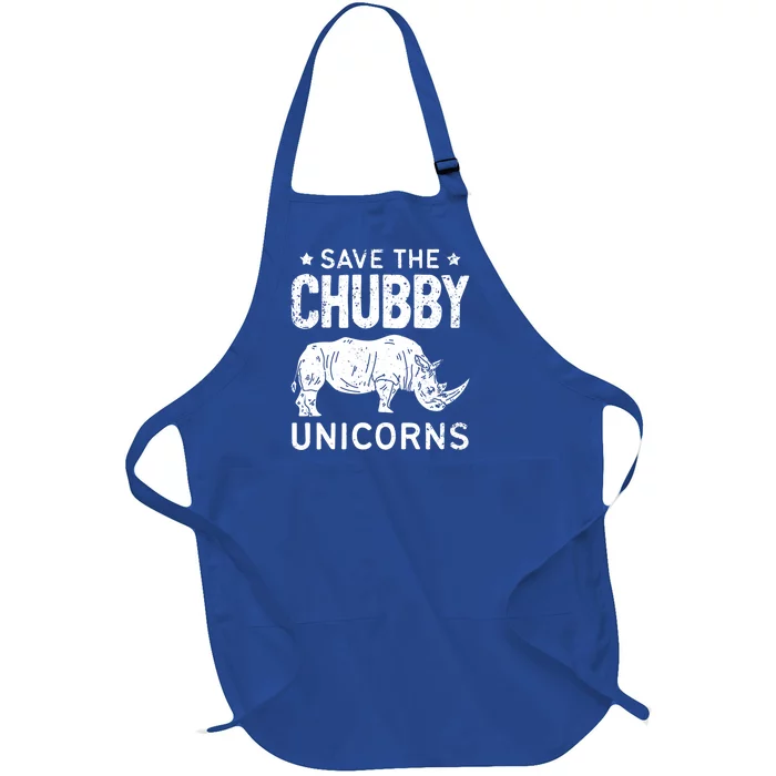 Save The Chubby Unicorns Gift Rhino Fat Unicorn Rhinoceros Cute Gift Full-Length Apron With Pocket