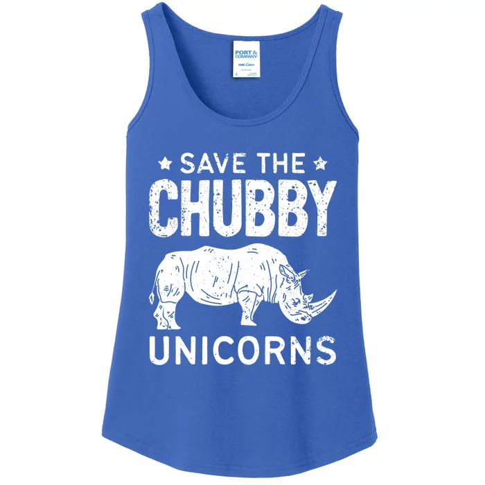 Save The Chubby Unicorns Gift Rhino Fat Unicorn Rhinoceros Cute Gift Ladies Essential Tank