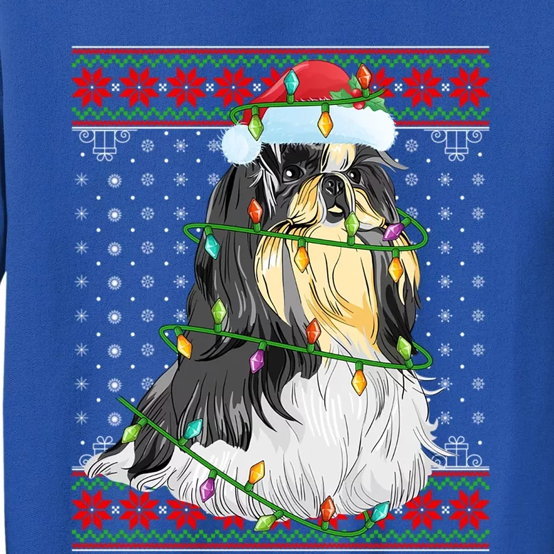 Shih Tzu Christmas Lights Ugly Sweater Shih Tzu Dog Xmas Funny Gift Tall Sweatshirt