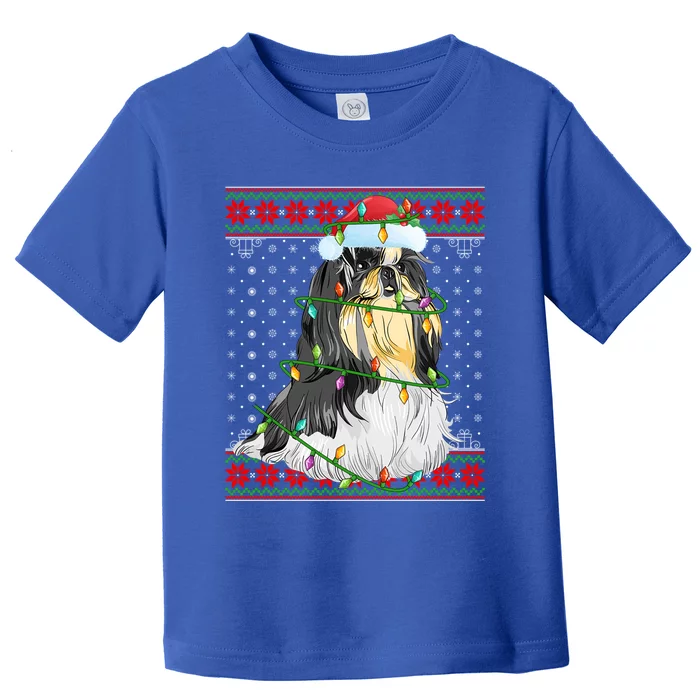 Shih Tzu Christmas Lights Ugly Sweater Shih Tzu Dog Xmas Funny Gift Toddler T-Shirt