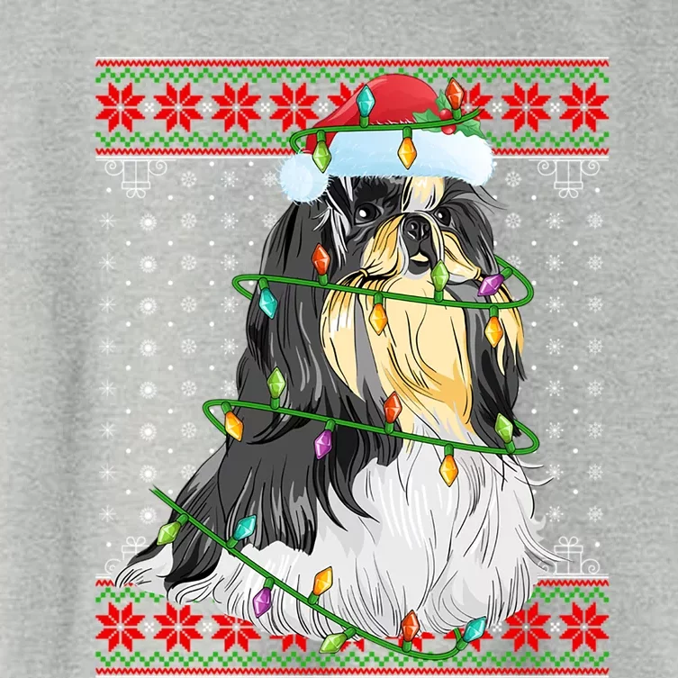 Shih Tzu Christmas Lights Ugly Sweater Shih Tzu Dog Xmas Funny Gift Women's Crop Top Tee