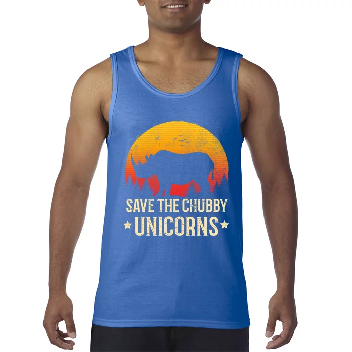 Save The Chubby Unicorns Cute Gift Retro Sunset Gift Tank Top