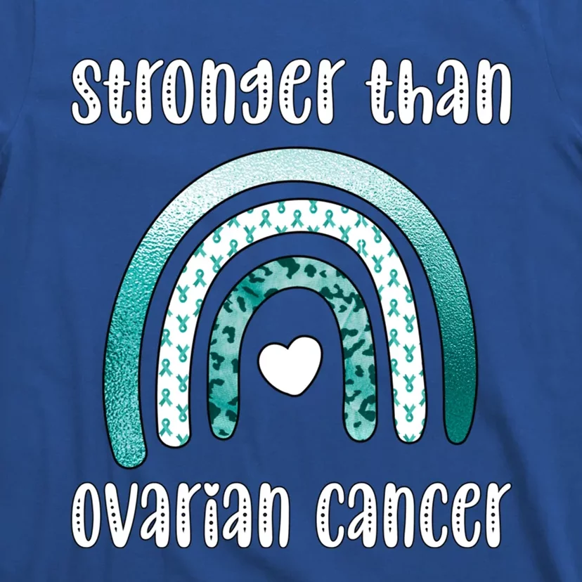 Stronger Than Cancer Survivor Teal Ovarian Cancer Warrior Funny Gift T-Shirt