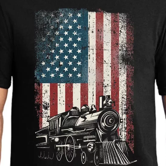 Steam Train Driver Trainspotting Locomotive American Flag Pajama Set