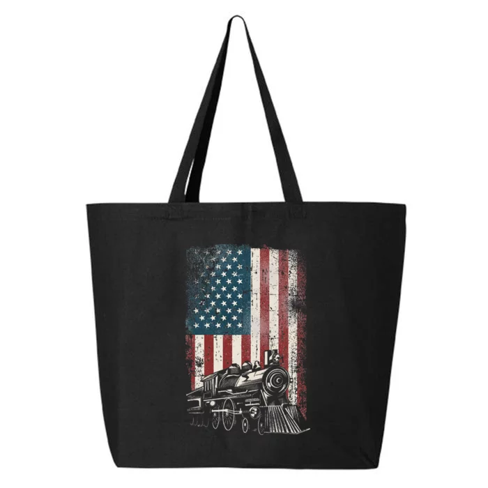 Steam Train Driver Trainspotting Locomotive American Flag 25L Jumbo Tote