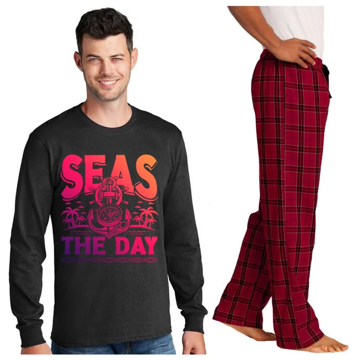 Seas The Day Sea Sailor Maritime Gift Long Sleeve Pajama Set