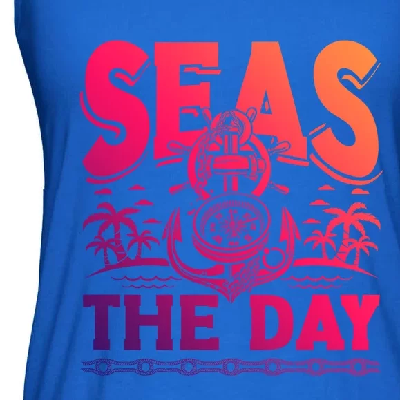 Seas The Day Sea Sailor Maritime Gift Ladies Essential Flowy Tank