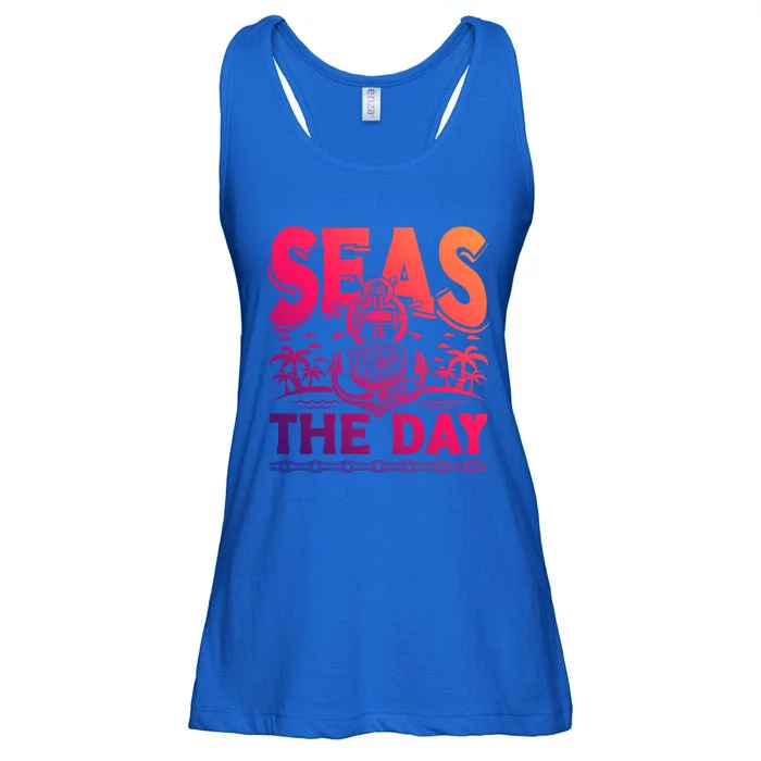 Seas The Day Sea Sailor Maritime Gift Ladies Essential Flowy Tank