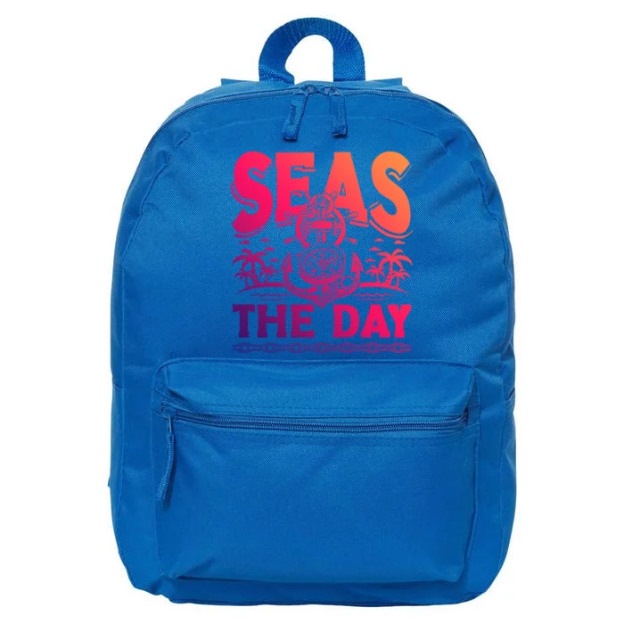 Seas The Day Sea Sailor Maritime Gift 16 in Basic Backpack