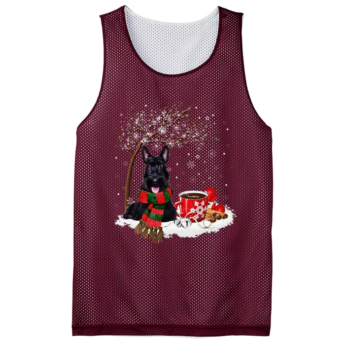 Scottish Terrier Dog In The Snow Christmas Winter Xmas Tree Mesh Reversible Basketball Jersey Tank