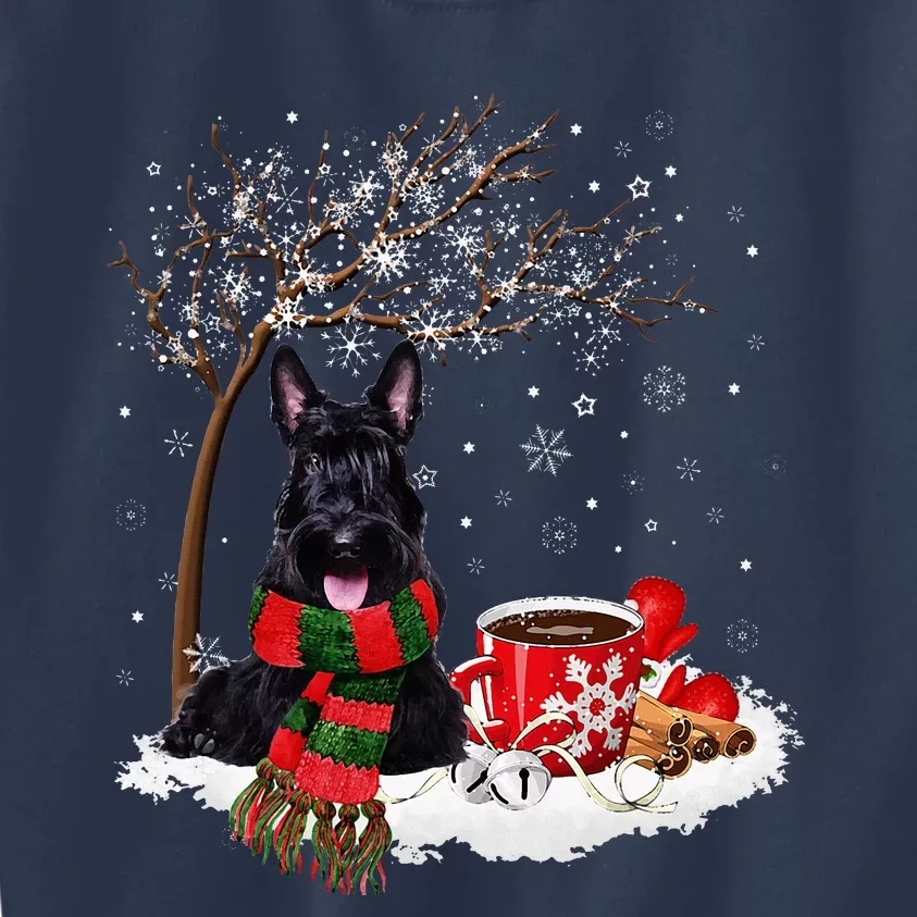 Scottish Terrier Dog In The Snow Christmas Winter Xmas Tree Kids Sweatshirt