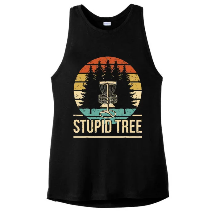 Stupid Tree Disc Golf Funny Frisbee Golf Ladies Tri-Blend Wicking Tank