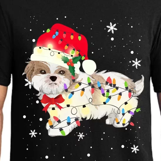 Shih Tzu Dog Christmas Light Xmas Mom Dad Funny Gift Great Gift Pajama Set