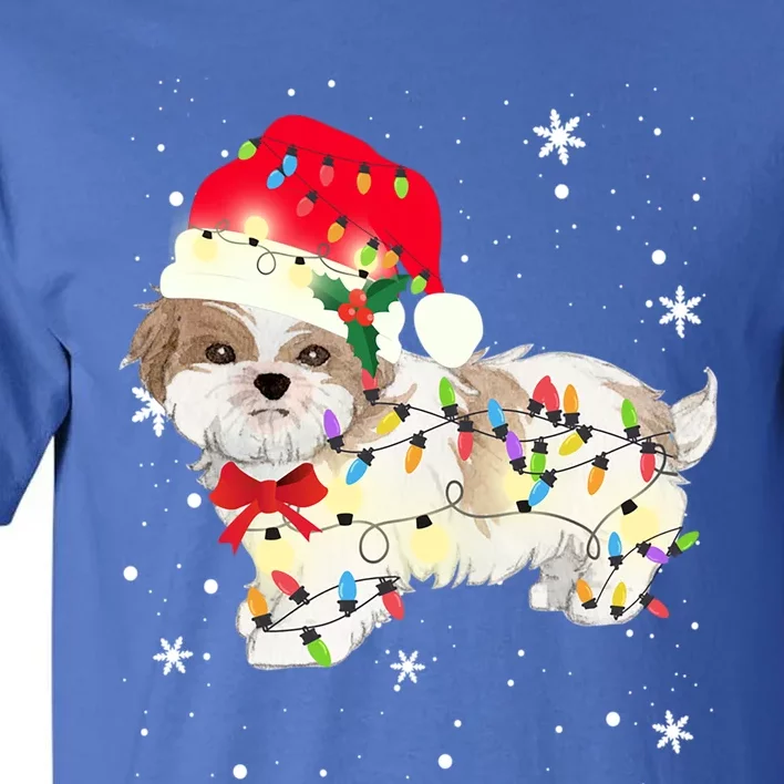 Shih Tzu Dog Christmas Light Xmas Mom Dad Funny Gift Great Gift Tall T-Shirt