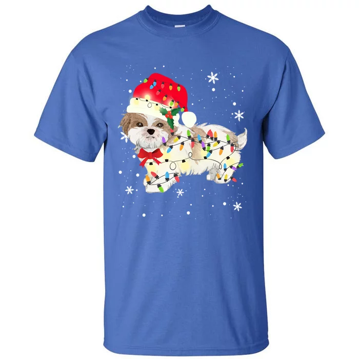 Shih Tzu Dog Christmas Light Xmas Mom Dad Funny Gift Great Gift Tall T-Shirt