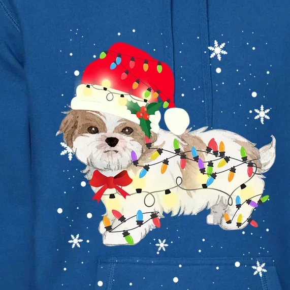 Shih Tzu Dog Christmas Light Xmas Mom Dad Funny Gift Great Gift Premium Hoodie