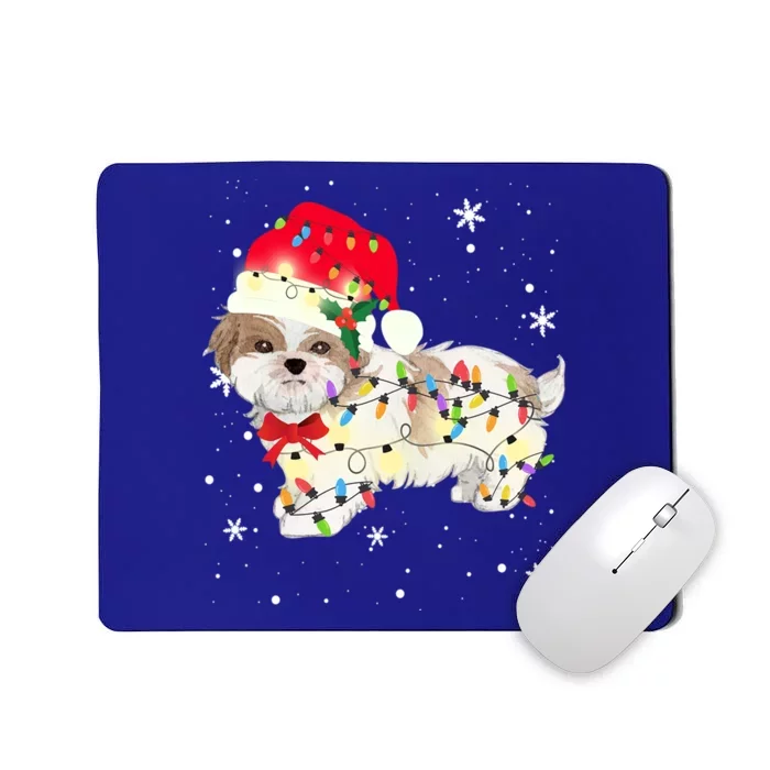 Shih Tzu Dog Christmas Light Xmas Mom Dad Funny Gift Great Gift Mousepad