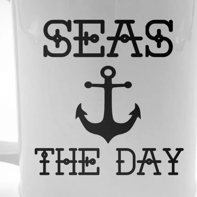 Seas The Day Maritime Sailing Boating Captain Meaningful Gift Front & Back Beer Stein