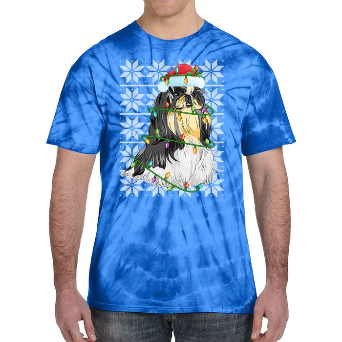 Shih Tzu Dog Christmas Lights Santa Hat Dog Ugly Xmas Cool Gift Tie-Dye T-Shirt