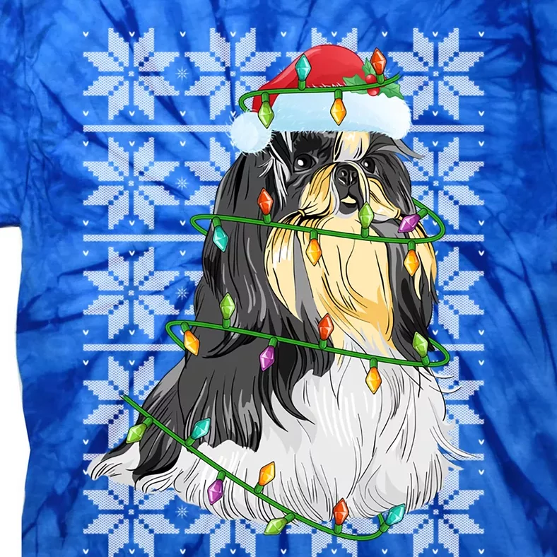 Shih Tzu Dog Christmas Lights Santa Hat Dog Ugly Xmas Cool Gift Tie-Dye T-Shirt