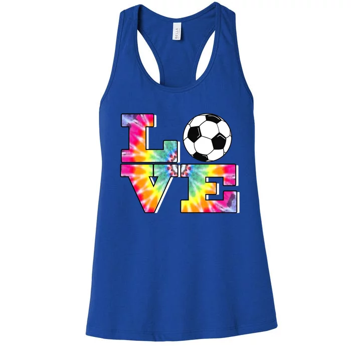 Soccer Tie Dye Love Multi Color Teen Girls Funny Gift Women's Racerback Tank