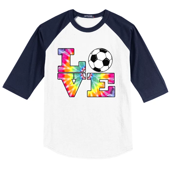 Soccer Tie Dye Love Multi Color Teen Girls Funny Gift Baseball Sleeve Shirt