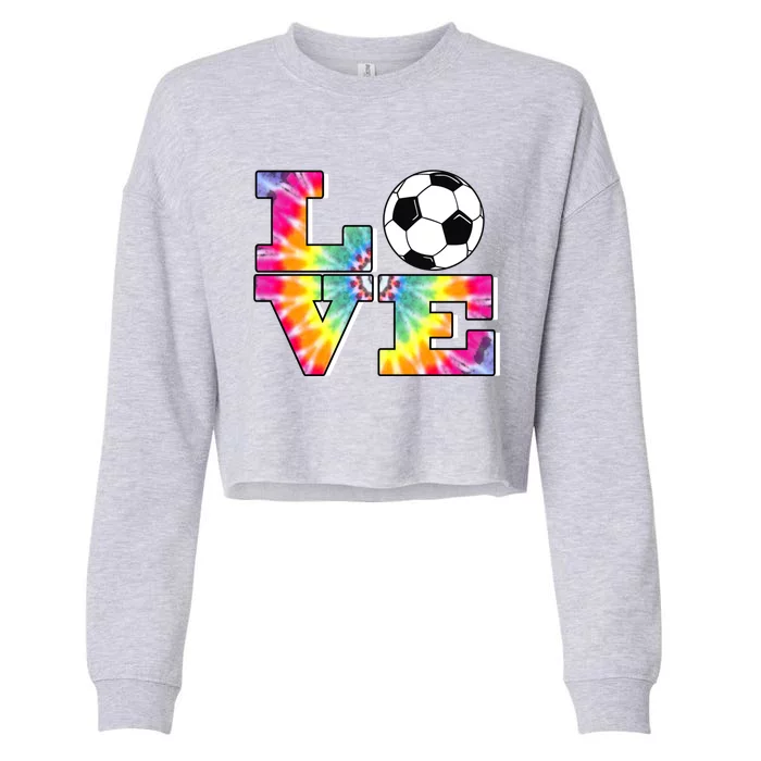 Soccer Tie Dye Love Multi Color Teen Girls Funny Gift Cropped Pullover Crew