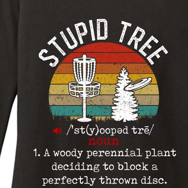 Stupid Tree Disc Golf Retro Frisbee Gift Womens CVC Long Sleeve Shirt