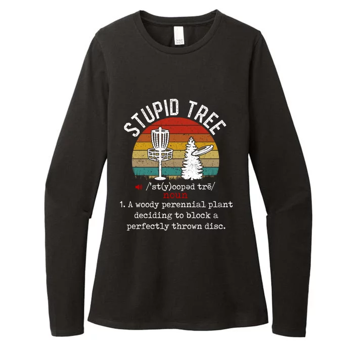 Stupid Tree Disc Golf Retro Frisbee Gift Womens CVC Long Sleeve Shirt