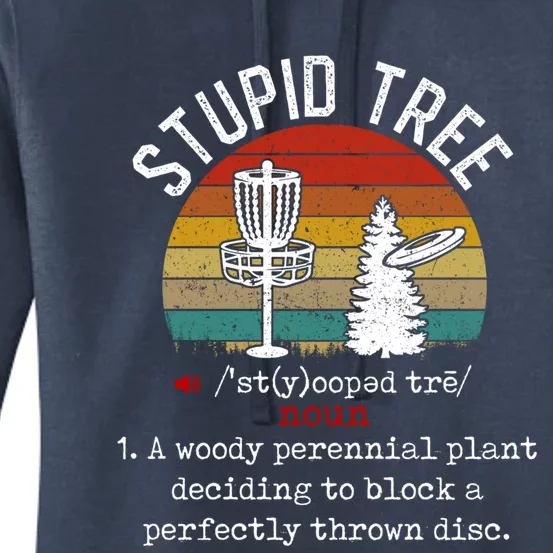 Stupid Tree Disc Golf Retro Frisbee Gift Women's Pullover Hoodie